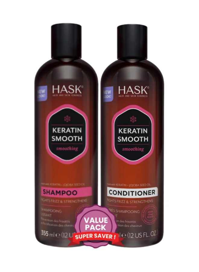 هاسك Keratin Shampoo 355Ml & Conditioner 355Ml X2 Value Pack