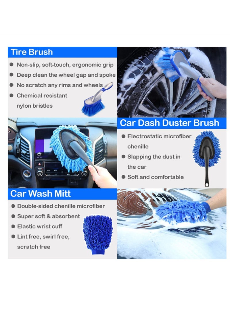 Generic 10 sets of car cleaning brushes rubber thread wheel hub brushes folding car washing bucket car washing brush set  - Image 2