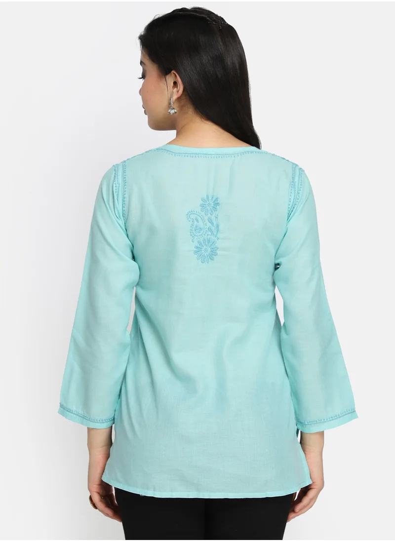 Alaya Hand Embroidered Chikankari Cotton Kurti-AL3405