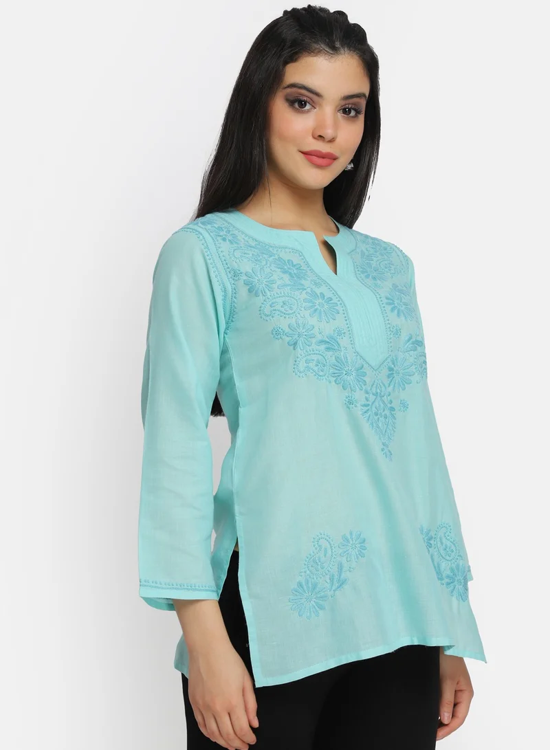 Alaya Hand Embroidered Chikankari Cotton Kurti-AL3405