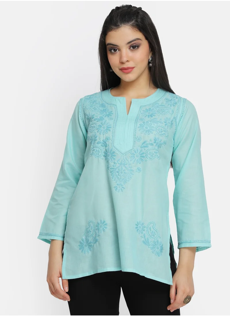 Alaya Hand Embroidered Chikankari Cotton Kurti-AL3405