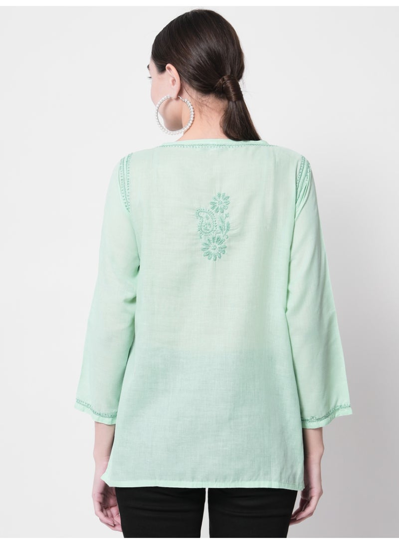 Alaya Hand Embroidered Chikankari Cotton Kurti-AL3405 - Image 2