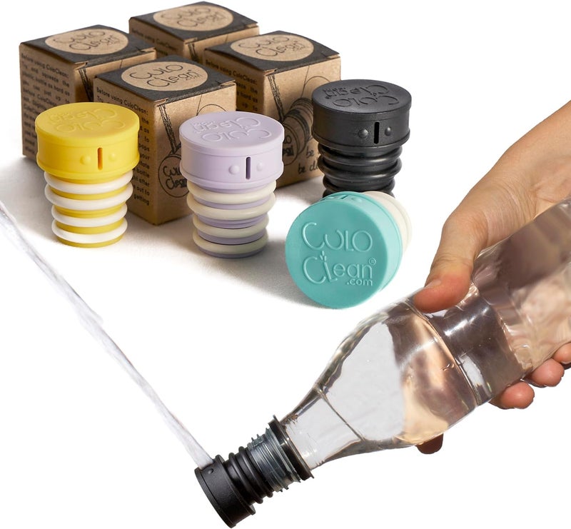 CuloClean.com CuloClean Portable Bidet for Toilet, Travel, or Camping. Compatible with Every Bottle. Discreet, Sanitary or Travel Shower. Attachable Stopper. Backcountry Bidet Nozzle (4pcs Colors) - Image 1