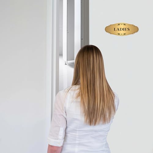LUHIMO 2 PCS Men and Women Restroom Sign for Home and Business, Self-adhesive Waterproof Gold Ladies & Gentlemen Bathroom Door Signage Sticker Decor for House, Offices, Restaurants, Shop and Public Area - Image 5