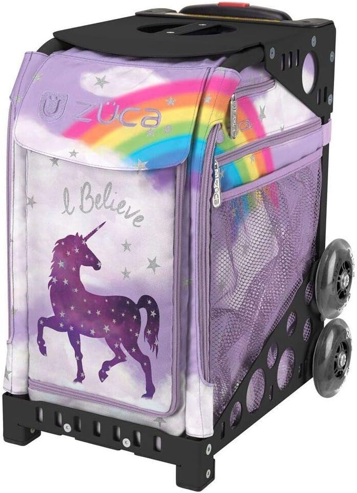 Zuca Unicorn Sport Insert Bag and Black Frame with Flashing Wheels - Image 1