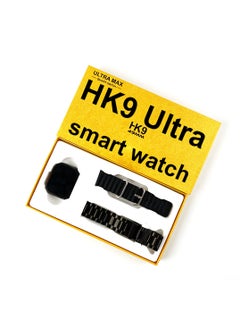 ألترا ماكس ساعة ذكية HK9 Ultra Max بميزات متطورة تشمل اتصال بلوتوث وإمكانية الاتصال الهاتفي وتوفر تجربة شاملة للمستخدم. تتميز بحجم حزام 49 ملم وتدعم الشحن اللاسلكي، مما يجعلها مثالية للاستخدام اليومي (أسود).  - Image 2