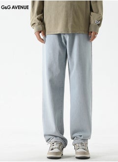 Straight Leg Jeans Spring And Autumn High Waist Jeans Men's Straight Tube Loose Wide Leg Pants Design Sense High Street Style Pants