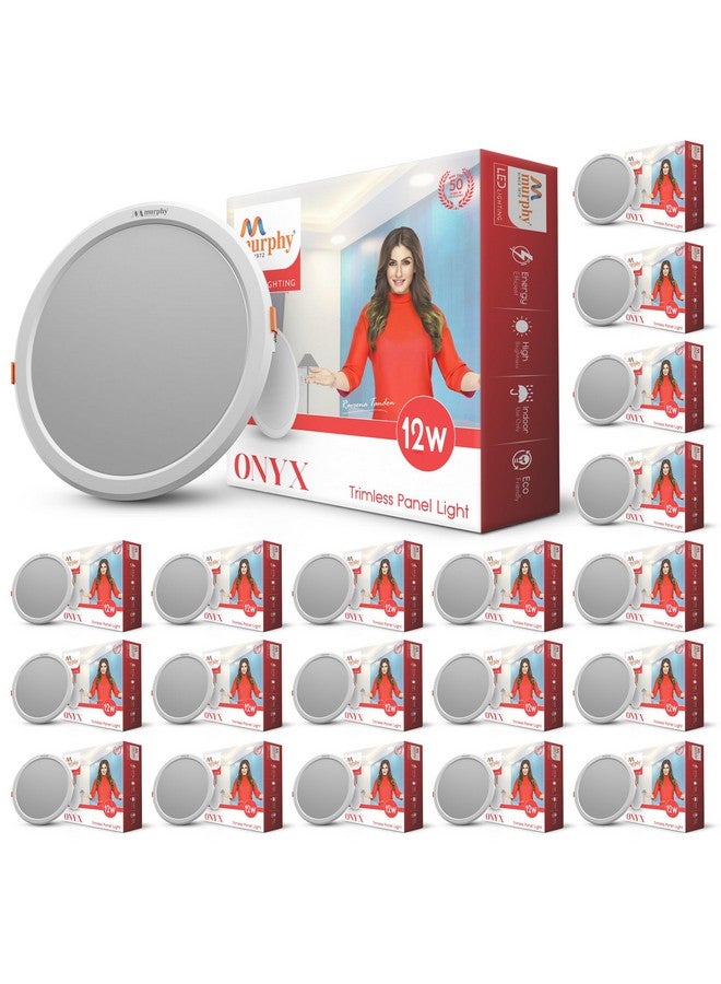 Murphy Trimless Round LED Panel Light - 12W Cool White | Glare-Free, Recessed Ceiling Downlight for Home & Commercial - Pack of 20 - Image 1