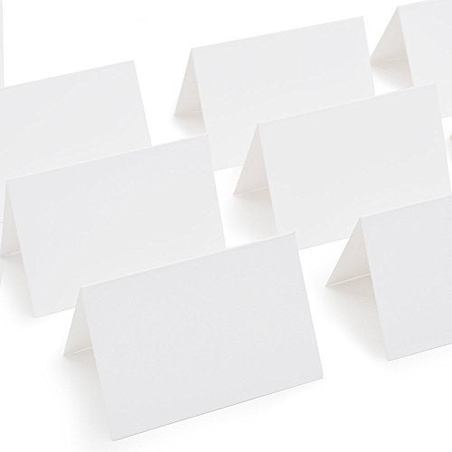 AZAZA 50 Pcs White Blank Place Cards - Textured Table Tent Cards Seating Place Cards for Weddings Banquets Dinner Parties 2.5" x 3.75" - Image 1