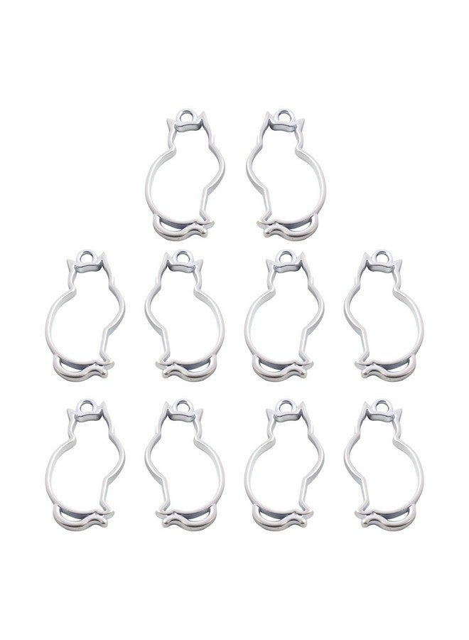 CHGCRAFT 10pcs Alloy Open Back Bezel Pendants Cat Kitty Pendant Resin Frame Pendant for Resin Earrings Necklace Bracelet Jewelry Making 36x20x3.5mm, Matte Silver - Image 1