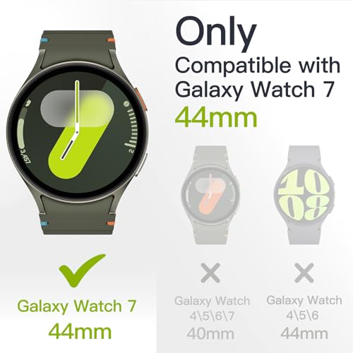 JETech Case with Screen Protector for Samsung Galaxy Watch 7 44mm Overall Protective Cover Builtin Tempered Glass Film High Sensitivity 2 Pack Black - Image 3