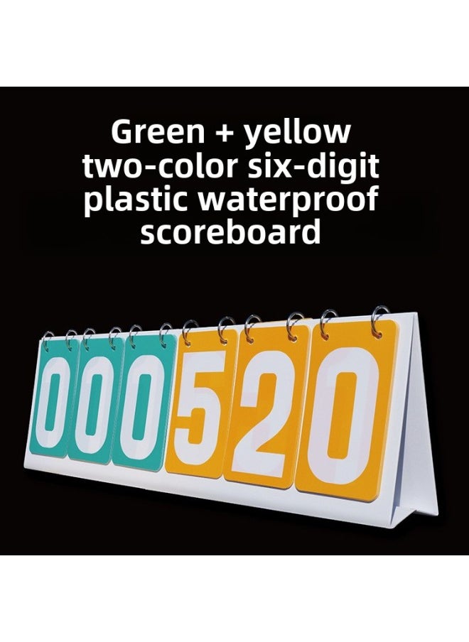 Generic Competition Scoreboard Activity Flip Card Red Yellow Blue Green Gray Scoring Card Early Education Color Number Card-Specifications:Six-digit Green And Yellow Two-color Plastic Scoreboard  - Image 1