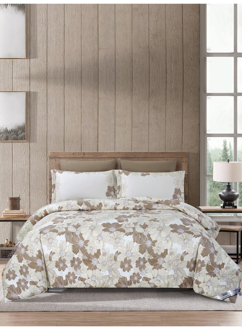 Doona Printed 4-Pcs Queen Comforter Bedding Set Fits 160x200cm -Includes Comforter, Fitted Sheet, Pillow Shams & Pillowcases – Soft Microfiber Fabric with Soft 350 GSm Filling - Image 1