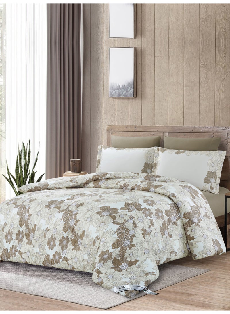 Doona Printed 4-Pcs Queen Comforter Bedding Set Fits 160x200cm -Includes Comforter, Fitted Sheet, Pillow Shams & Pillowcases – Soft Microfiber Fabric with Soft 350 GSm Filling - Image 2
