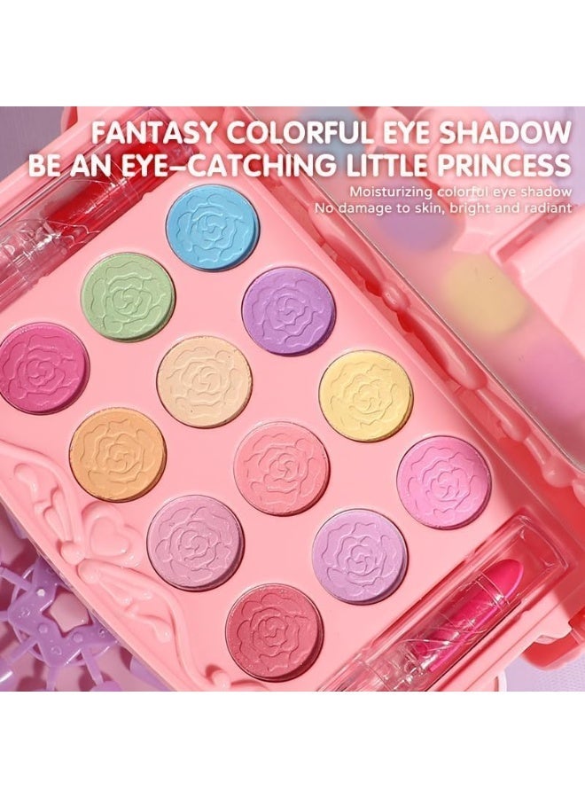 طقم مكياج أطفال Kids Makeup Set للبنات لعبة أميرة تجميل قابل للغسل مع مرآة مجموعة مكياج آمنة وغير سامة هدية للأطفال من عمر 3 إلى 12 سنة - Image 2