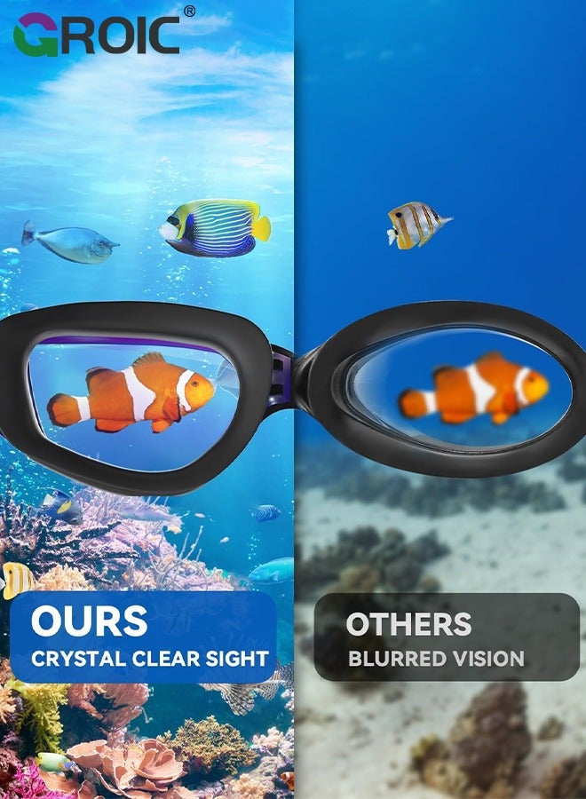 GROIC Swimming Goggles, Professional Swim Goggles Set Adult Racing Wide Vision Leak-proof UV Protection Waterproof Clear Vision Anti-fog for Unisex-Adult with Earplugs Swim Caps and Waterproof Phone Bag - Image 5