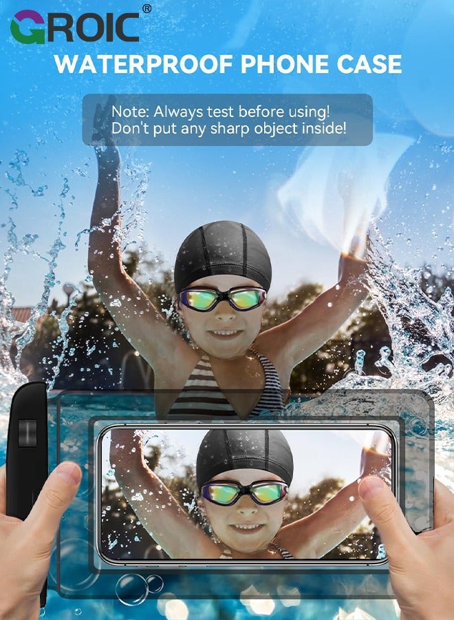 GROIC Swimming Goggles, Professional Swim Goggles Set Adult Racing Wide Vision Leak-proof UV Protection Waterproof Clear Vision Anti-fog for Unisex-Adult with Earplugs Swim Caps and Waterproof Phone Bag - Image 4