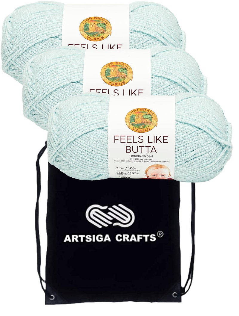Lion Brand Yarn Lion Brand Feels Like Butta Pink 215-101 (3-Skeins - Same Dye Lot) Worsted Medium #4 Polyester Yarn for Crocheting and Knitting with Project Bag - Image 1