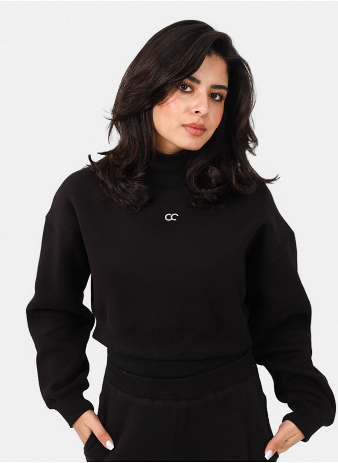 SHECHICK High collar Black Chic Crop Top  - Image 1