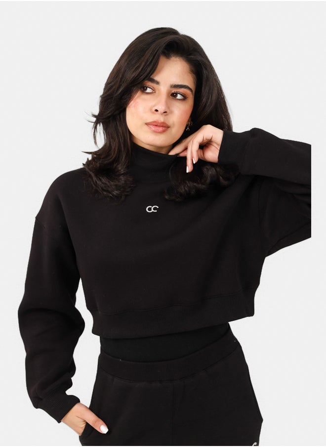 SHECHICK High collar Black Chic Crop Top  - Image 3