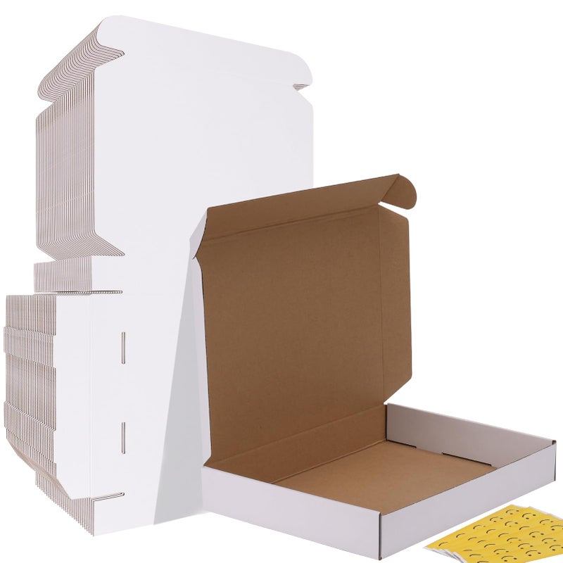 HORLIMER 13x10x2 Shipping Boxes Set of 30 White Corrugated Cardboard Mailer Box for Packing Small Business