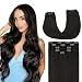 MAXITA Clip in Hair Extensions Real Human Hair,Remy Hair Extensions Clip ins Double Weft for Women,Natural Real Human Hair,20Inch 80g 5Pcs,Natural Black - Image 2