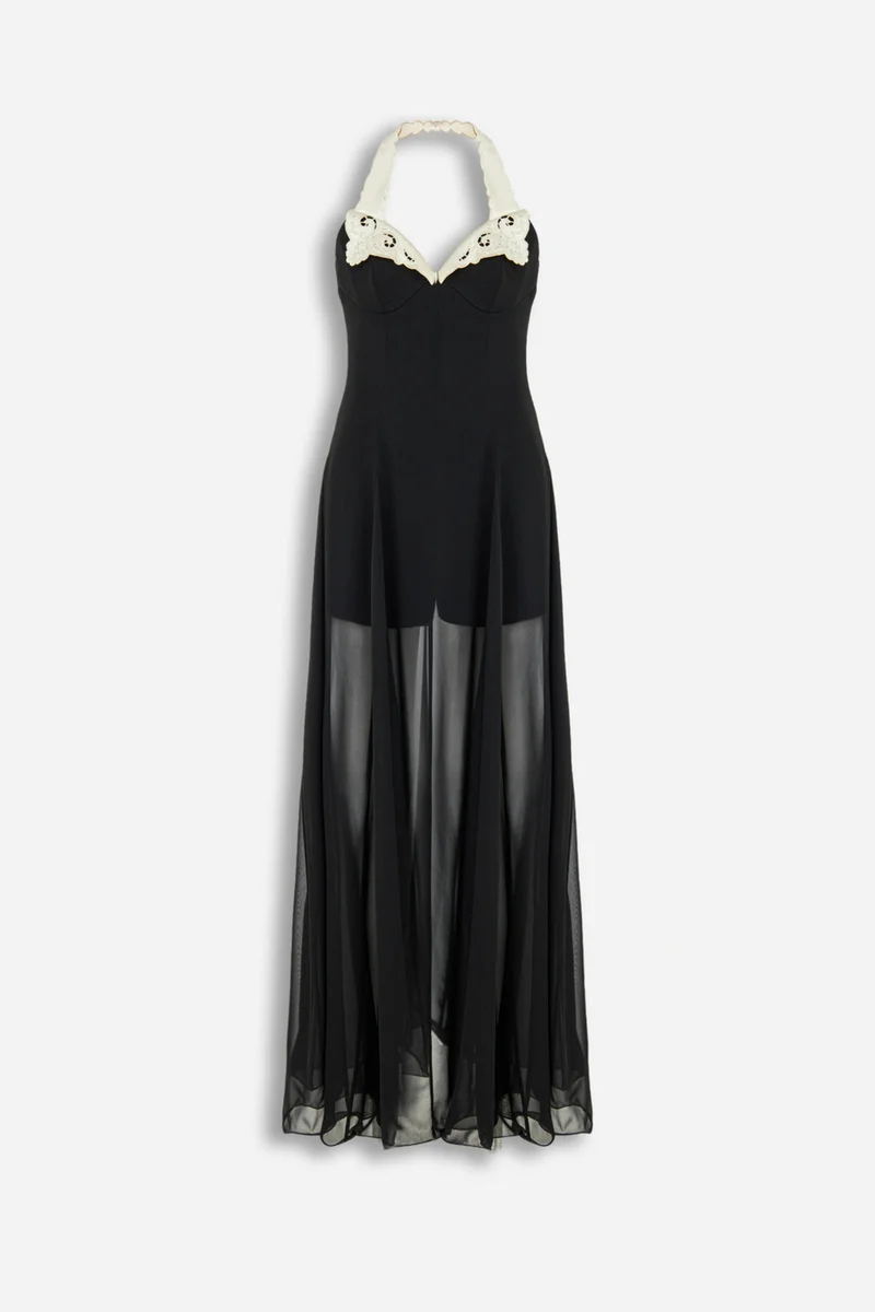 Nocturne  Embroidery Detail Tulle Maxi Dress for Women | Best Price UAE