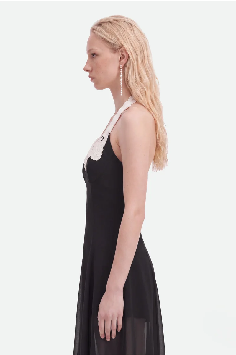 نوكتورن Embroidery Detail Tulle Maxi Dress
