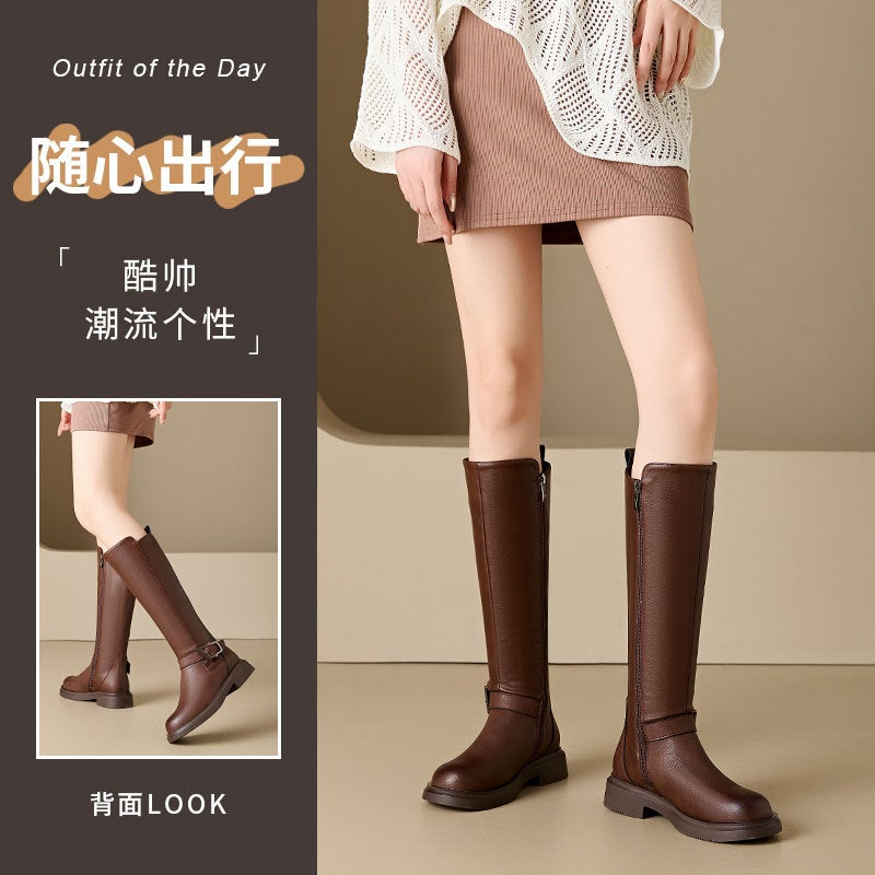 Easiest For Match Knight Boots Slim Western Cowboy Boots Maillard Thick-Soled Brown Women'S Boots - Image 3