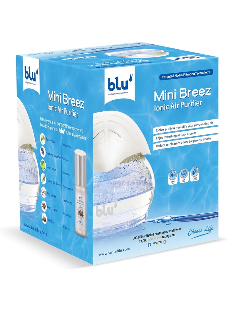 Blu Mini Breez Ionic Air Purifier- Removes Airborne Viruses, Allergens & Odors/Therapeutic Aromatherapy - Suitable for 30m2 areas - Image 1