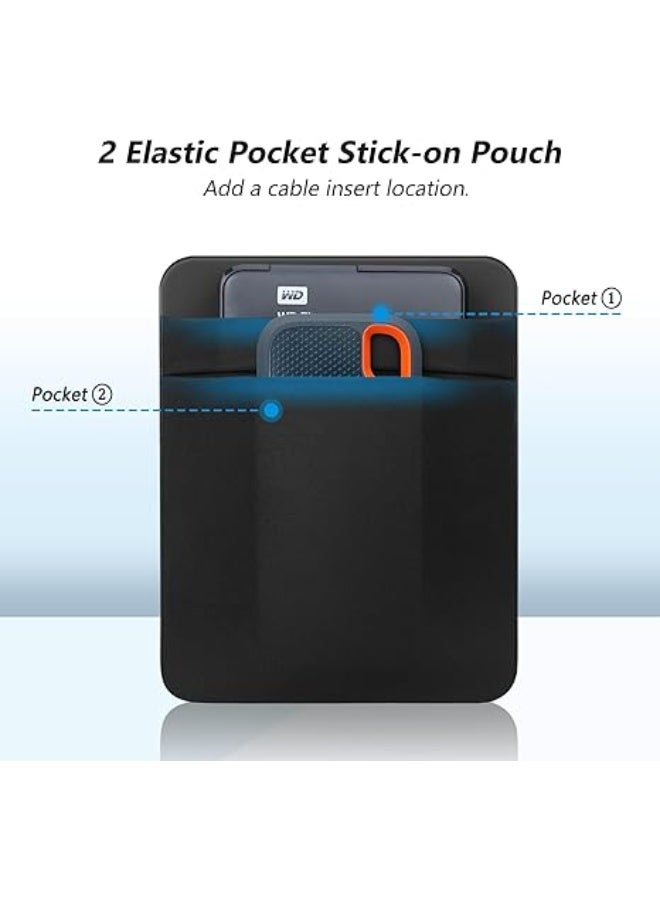 حافظة تخزين محمولة للهارد الخارجي HDD وSSD، حقيبة حماية مبطنة مضادة للصدمات بجيبين لاصقين للابتوب والاكسسوارات، تناسب سيجيت WD توشيبا، مناسبة للماوس والكابل، تصميم متين بلون أسود - Image 1
