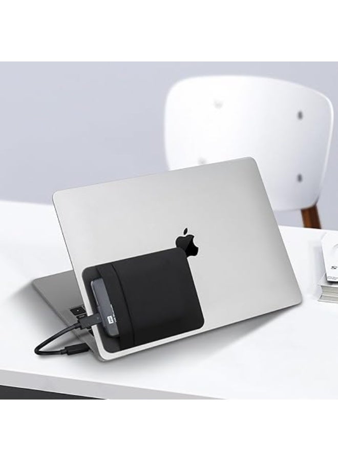 حافظة تخزين محمولة للهارد الخارجي HDD وSSD، حقيبة حماية مبطنة مضادة للصدمات بجيبين لاصقين للابتوب والاكسسوارات، تناسب سيجيت WD توشيبا، مناسبة للماوس والكابل، تصميم متين بلون أسود - Image 2