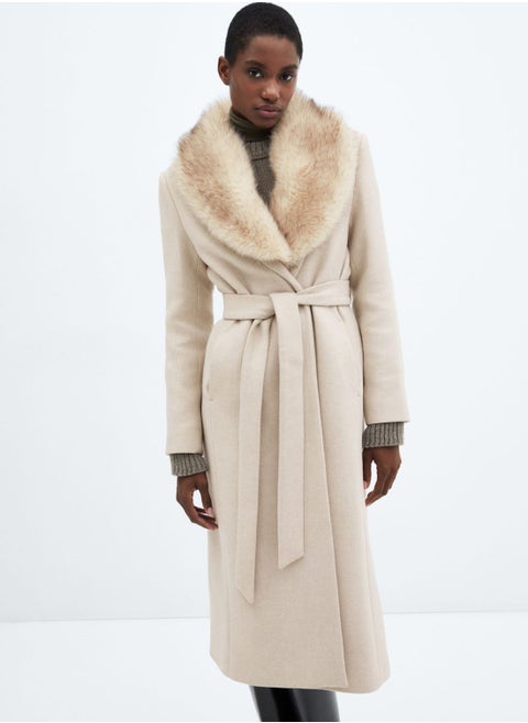 Fur Tie Detail Coat