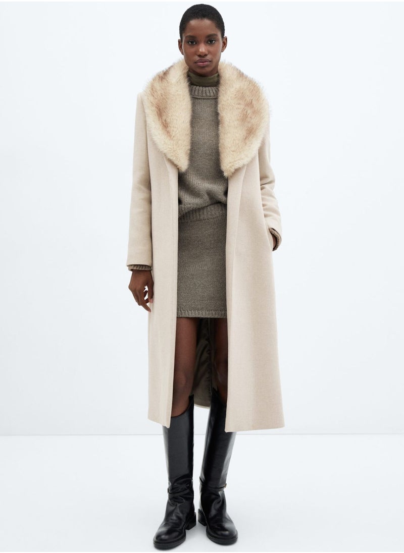 Fur Tie Detail Coat