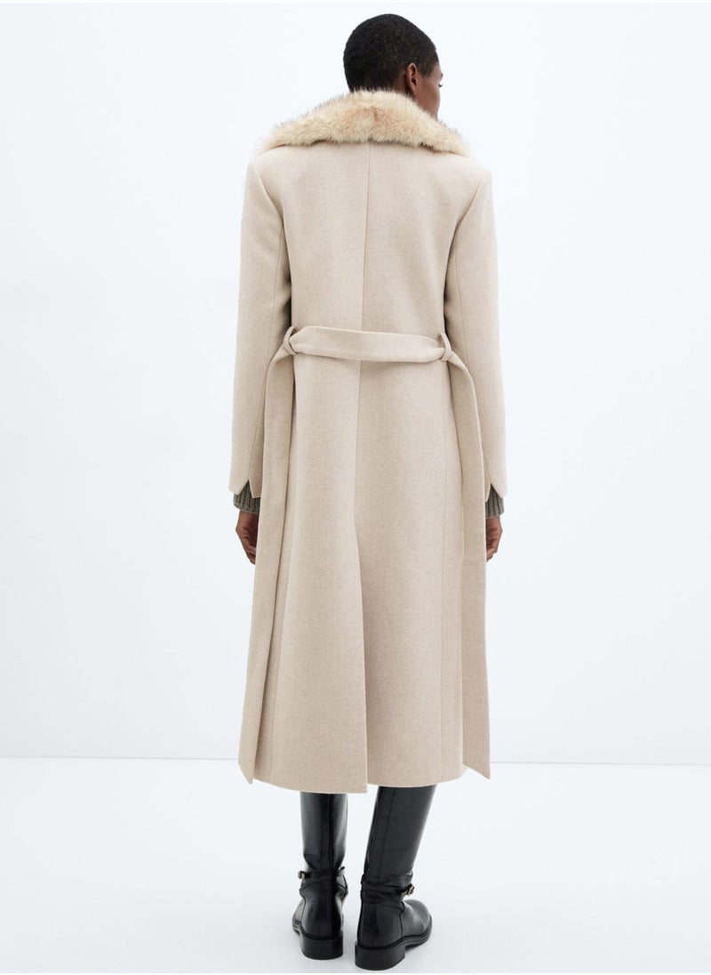 Fur Tie Detail Coat