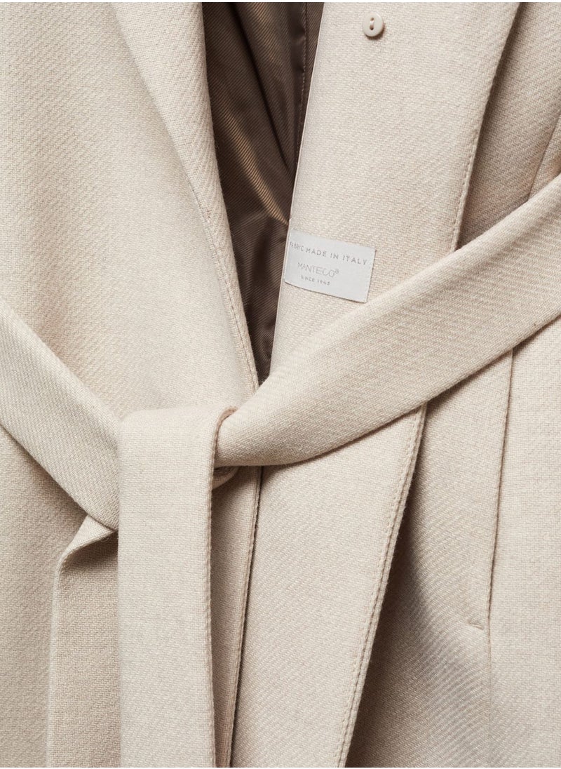 Fur Tie Detail Coat