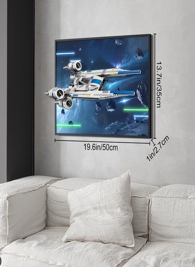 DALDED Display Wall Board Compatible with Lego 75399 Rebel U-Wing Fighter Building Set, Premium Acrylic Art Frame with Secure Brick Holder, Asteroid Field Battle Backdrop, Easy Installation Kit Included - Image 4