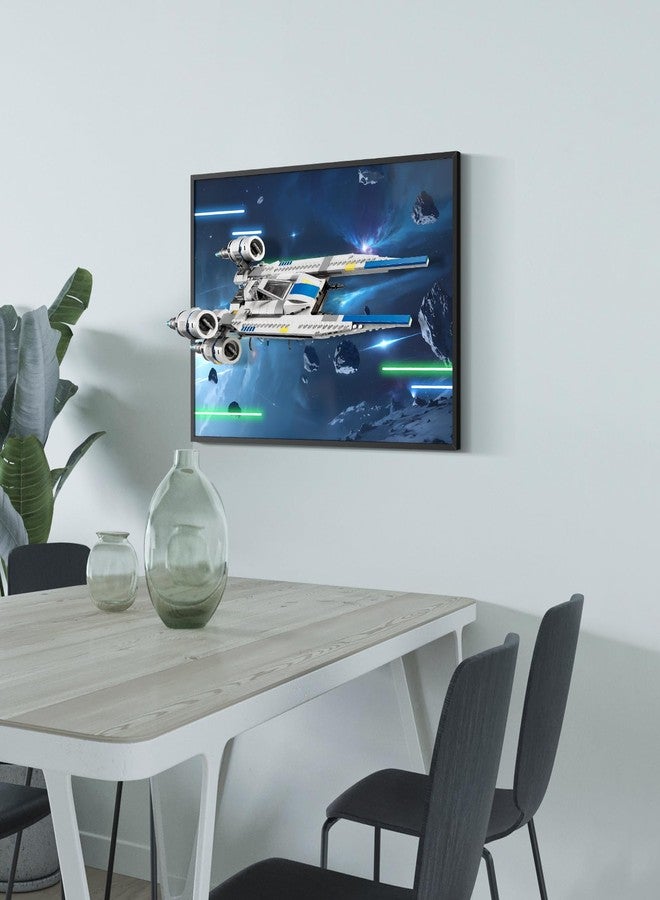 DALDED Display Wall Board Compatible with Lego 75399 Rebel U-Wing Fighter Building Set, Premium Acrylic Art Frame with Secure Brick Holder, Asteroid Field Battle Backdrop, Easy Installation Kit Included - Image 5