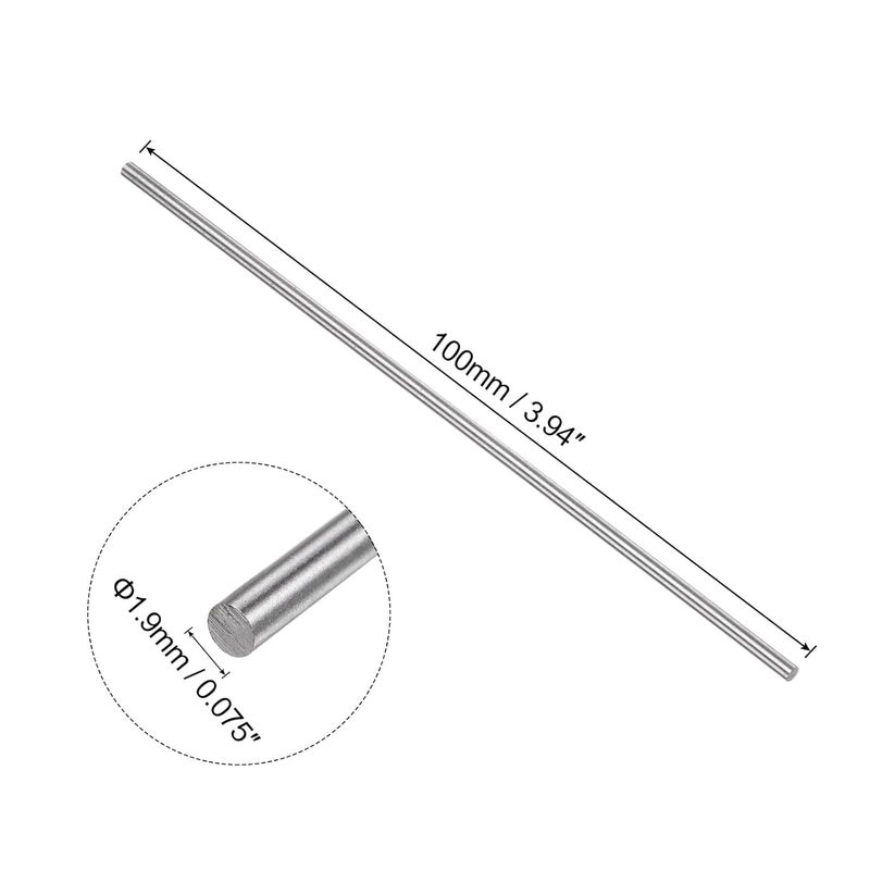 uxcell 5pcs Round Steel Metal Rods, 1.9mm x 100mm High Speed Steel (HSS) Lathe Bar Stock Tool, for Shaft Gear Drill Lathes Boring Machine Turning Miniature DIY Craft - Image 2