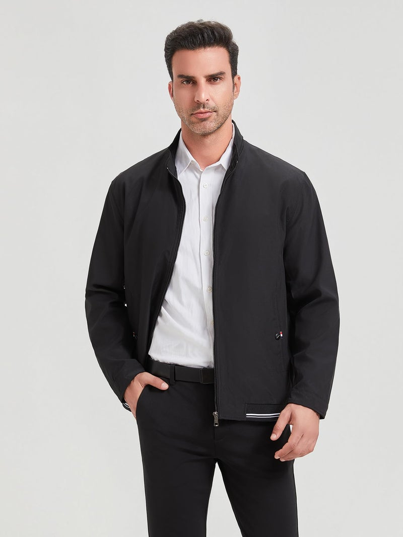 HaoMay Men's Business Casual Full Zip Lightweight Outwear Jackets(Black-XL) - Image 3