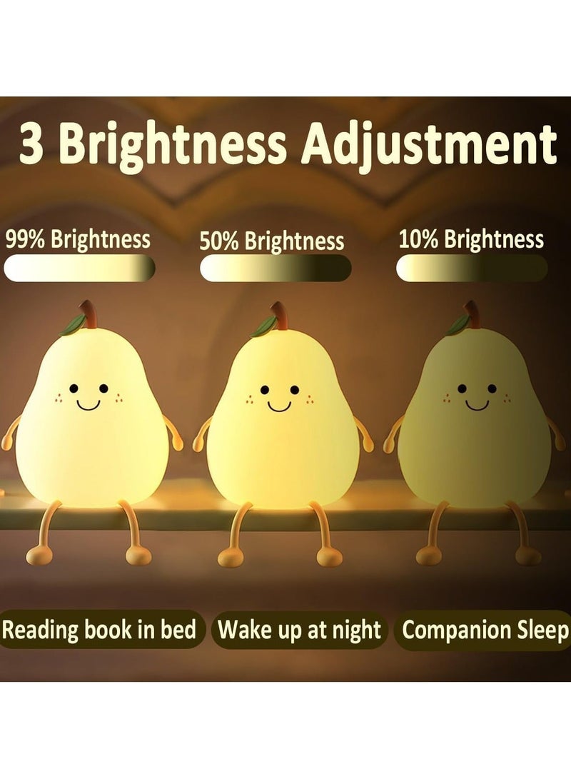 ARNOTEC مصباح ليلي سيليكون على شكل كمثرى، أبيض دافئ + 7 أوضاع ألوان، قابل لإعادة الشحن عبر USB، بطارية 1200 مللي أمبير، مصباح سيليكون ناعم خالي من BPA لتزيين غرفة نوم الأطفال - Image 5