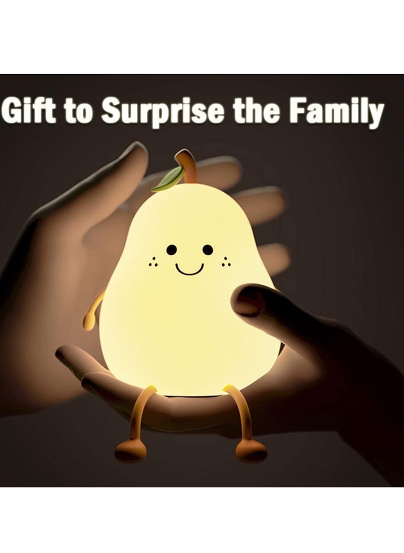 ARNOTEC Pear- Shape Silicone Night Light, LED Night Light Colorful Light Color USB Charging Timed Automatic Shutdown Smile Pear-Shape Silicone Bedside Lamp Decoration for Baby, Kids, Teenagers Bedroom  - Image 2
