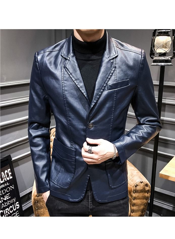 Loquat Men's Fashion Slim Leather Jacket  - Image 2