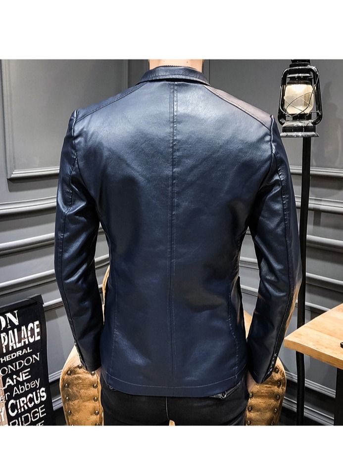 Loquat Men's Fashion Slim Leather Jacket  - Image 3
