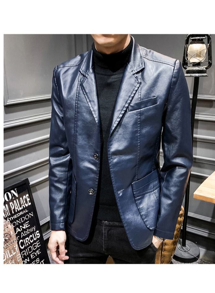 Loquat Men's Fashion Slim Leather Jacket  - Image 1
