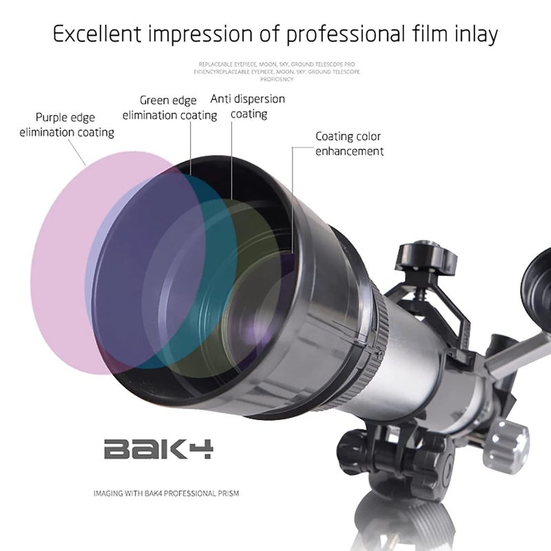 FunBlast تلسكوب للأطفال، تلسكوب للفلك، تلسكوبات للأطفال، عدسة مطلية عالية الدقة، تلسكوبات فلكية خارجية بتكبير 60 X مع حامل ثلاثي 360 / 19 مم للمبتدئين الأطفال - Image 2