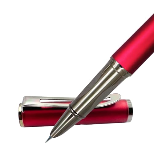 PLUSPOINT Stainless Steel Fountain Pen Stunning Luxury Pen with Metallic Red Finish, Iridium Nib, Pen Gift for Men & Women, Professional, Executive Office, Nice Designer Pens for kids - Image 1