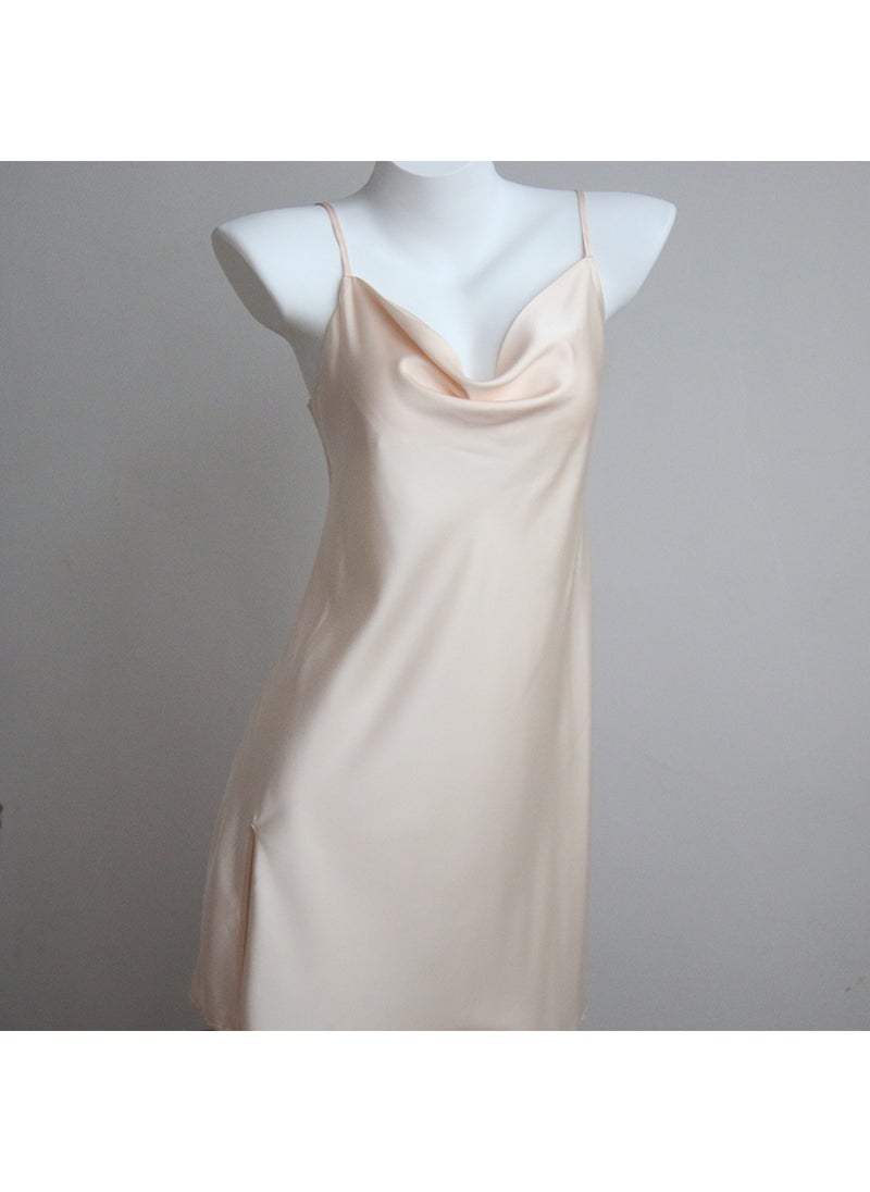 Generic Spring Summer Silk Long-Sleeve Robe Set Champagne  - Image 1