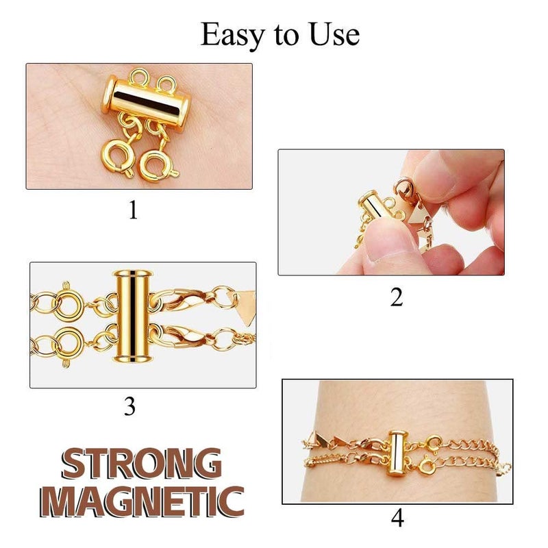 OHINGLT Necklace Layering Clasps Magnetic Slide Lock Clasp Necklace Connector Multi Strands Slide Tube Clasps - Image 4
