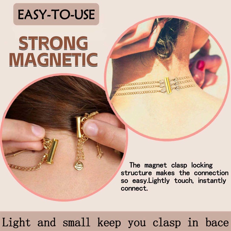 OHINGLT Necklace Layering Clasps Magnetic Slide Lock Clasp Necklace Connector Multi Strands Slide Tube Clasps - Image 3